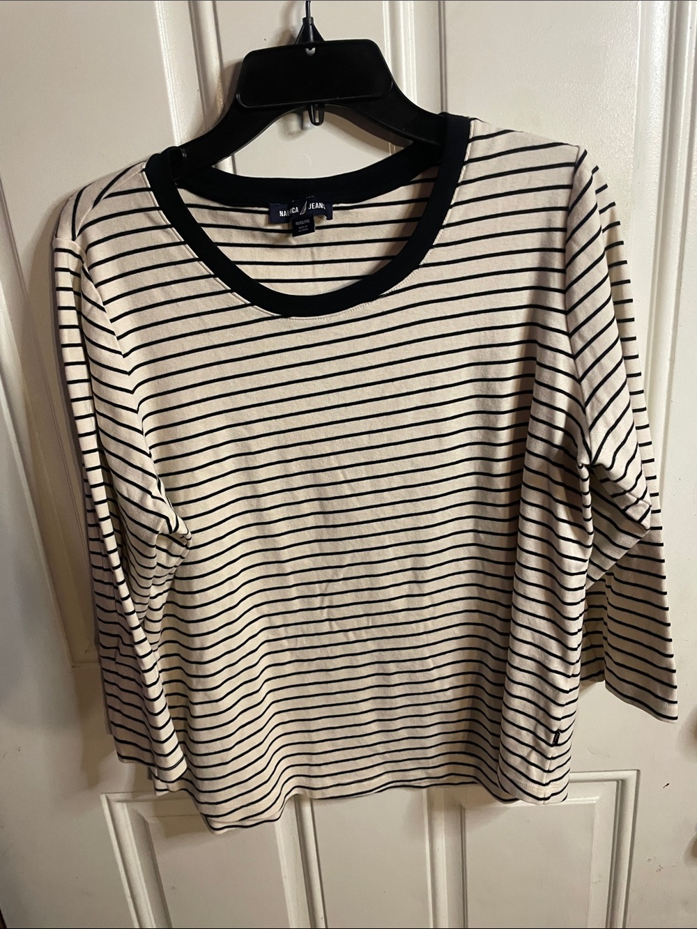 NIC+ZOE Black & Cream Striped Long Sleeve Top